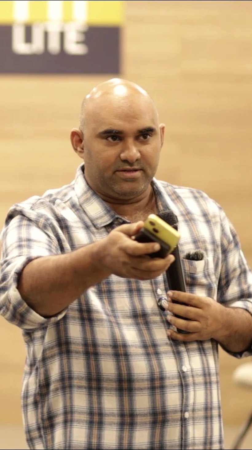 Kenney Jacob speaking at BarCamp Kerala, 23rd Edition, Calicut